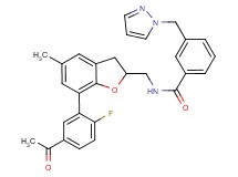 N-{[7-(5-acetyl-2-fluorophenyl)-5-methyl-2,3-dihydro-1-benzofuran-2-yl]methyl}-3-(1H-pyrazol-1-ylmethyl)benzamide
