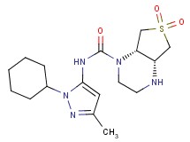 (4aR*,7aS*)-N-(1-cyclohexyl-3-methyl-1H-pyrazol-5-yl)hexahydrothieno[3,4-b]pyrazine-1(2H)-carboxamide 6,6-dioxide