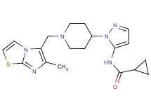 N-(1-{1-[(6-methylimidazo[2,1-b][1,3]thiazol-5-yl)methyl]-4-piperidinyl}-1H-pyrazol-5-yl)cyclopropanecarboxamide