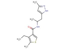4-ethyl-5-methyl-N-[1-methyl-2-(3-methyl-1H-pyrazol-5-yl)ethyl]thiophene-3-carboxamide