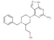 2-[4-(6-amino-1H-pyrazolo[3,4-d]pyrimidin-4-yl)-1-benzyl-2-piperazinyl]ethanol