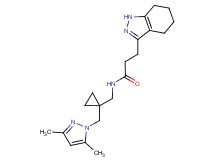 N-({1-[(3,5-dimethyl-1H-pyrazol-1-yl)methyl]cyclopropyl}methyl)-3-(4,5,6,7-tetrahydro-1H-indazol-3-yl)propanamide