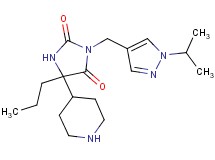 3-[(1-isopropyl-1H-pyrazol-4-yl)methyl]-5-piperidin-4-yl-5-propylimidazolidine-2,4-dione