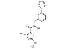 N,4-dimethyl-2-(methylamino)-N-[3-(1H-pyrazol-1-yl)benzyl]-1,3-thiazole-5-carboxamide