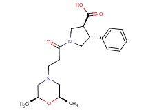(3S*,4R*)-1-{3-[(2R*,6S*)-2,6-dimethylmorpholin-4-yl]propanoyl}-4-phenylpyrrolidine-3-carboxylic acid