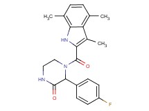 3-(4-fluorophenyl)-4-[(3,4,7-trimethyl-1H-indol-2-yl)carbonyl]-2-piperazinone