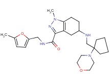 1-methyl-N-[(5-methyl-2-furyl)methyl]-5-({[1-(4-morpholinyl)cyclopentyl]methyl}amino)-4,5,6,7-tetrahydro-1H-indazole-3-carboxamide