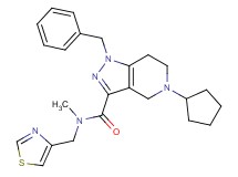 1-benzyl-5-cyclopentyl-N-methyl-N-(1,3-thiazol-4-ylmethyl)-4,5,6,7-tetrahydro-1H-pyrazolo[4,3-c]pyridine-3-carboxamide