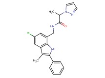 N-[(5-chloro-3-methyl-2-phenyl-1H-indol-7-yl)methyl]-2-(1H-pyrazol-1-yl)propanamide