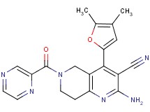 2-amino-4-(4,5-dimethyl-2-furyl)-6-(2-pyrazinylcarbonyl)-5,6,7,8-tetrahydro-1,6-naphthyridine-3-carbonitrile