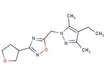 5-[(4-ethyl-3,5-dimethyl-1H-pyrazol-1-yl)methyl]-3-(tetrahydrofuran-3-yl)-1,2,4-oxadiazole