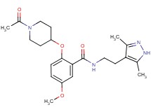 2-[(1-acetyl-4-piperidinyl)oxy]-N-[2-(3,5-dimethyl-1H-pyrazol-4-yl)ethyl]-5-methoxybenzamide