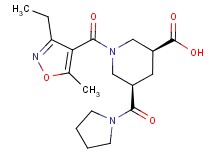 (3S*,5R*)-1-[(3-ethyl-5-methyl-4-isoxazolyl)carbonyl]-5-(1-pyrrolidinylcarbonyl)-3-piperidinecarboxylic acid