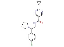 N-[2-(4-chlorophenyl)-2-pyrrolidin-1-ylethyl]-2-cyclopropylpyrimidine-5-carboxamide