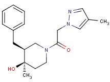 (3S*,4R*)-3-benzyl-4-methyl-1-[(4-methyl-1H-pyrazol-1-yl)acetyl]-4-piperidinol