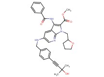 methyl 3-(benzoylamino)-5-{[4-(3-hydroxy-3-methyl-1-butyn-1-yl)benzyl]amino}-1-(tetrahydro-2-furanylmethyl)-1H-pyrrolo[2,3-b]pyridine-2-carboxylate