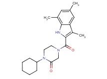 1-cyclohexyl-4-[(3,5,7-trimethyl-1H-indol-2-yl)carbonyl]-2-piperazinone
