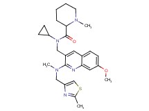 N-cyclopropyl-N-[(7-methoxy-2-{methyl[(2-methyl-1,3-thiazol-4-yl)methyl]amino}-3-quinolinyl)methyl]-1-methyl-2-piperidinecarboxamide