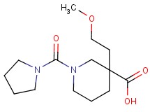 3-(2-methoxyethyl)-1-(1-pyrrolidinylcarbonyl)-3-piperidinecarboxylic acid