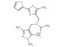 N-{[5-methyl-2-(2-thienyl)-1,3-oxazol-4-yl]methyl}-N-[(1,3,5-trimethyl-1H-pyrazol-4-yl)methyl]-2-propanamine