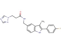 N-{[2-(4-fluorophenyl)-3-methyl-1H-indol-5-yl]methyl}-3-(1H-1,2,4-triazol-1-yl)propanamide