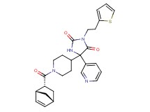 5-{1-[(1R*,2R*,4R*)-bicyclo[2.2.1]hept-5-en-2-ylcarbonyl]-4-piperidinyl}-5-(3-pyridinyl)-3-[2-(2-thienyl)ethyl]-2,4-imidazolidinedione