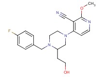 4-[4-(4-fluorobenzyl)-3-(2-hydroxyethyl)-1-piperazinyl]-2-methoxynicotinonitrile