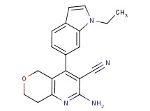2-amino-4-(1-ethyl-1H-indol-6-yl)-7,8-dihydro-5H-pyrano[4,3-b]pyridine-3-carbonitrile
