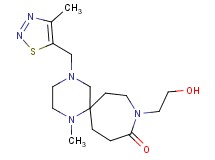 9-(2-hydroxyethyl)-1-methyl-4-[(4-methyl-1,2,3-thiadiazol-5-yl)methyl]-1,4,9-triazaspiro[5.6]dodecan-10-one