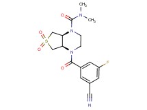 (4aR*,7aS*)-4-(3-cyano-5-fluorobenzoyl)-N,N-dimethylhexahydrothieno[3,4-b]pyrazine-1(2H)-carboxamide 6,6-dioxide