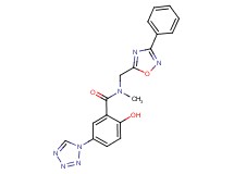 2-hydroxy-N-methyl-N-[(3-phenyl-1,2,4-oxadiazol-5-yl)methyl]-5-(1H-tetrazol-1-yl)benzamide