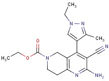 ethyl 2-amino-3-cyano-4-(1-ethyl-3-methyl-1H-pyrazol-4-yl)-7,8-dihydro-1,6-naphthyridine-6(5H)-carboxylate