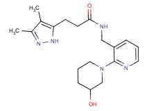 3-(3,4-dimethyl-1H-pyrazol-5-yl)-N-{[2-(3-hydroxy-1-piperidinyl)-3-pyridinyl]methyl}propanamide