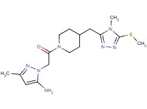 3-methyl-1-[2-(4-{[4-methyl-5-(methylthio)-4H-1,2,4-triazol-3-yl]methyl}piperidin-1-yl)-2-oxoethyl]-1H-pyrazol-5-amine