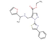 ethyl 5-({[1-(2-furyl)ethyl]amino}methyl)-1-(4-phenyl-1,3-thiazol-2-yl)-1H-pyrazole-4-carboxylate