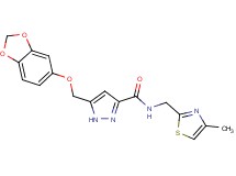 5-[(1,3-benzodioxol-5-yloxy)methyl]-N-[(4-methyl-1,3-thiazol-2-yl)methyl]-1H-pyrazole-3-carboxamide