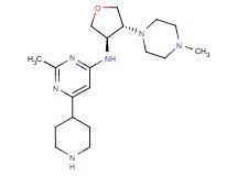 2-methyl-N-[(3R*,4R*)-4-(4-methylpiperazin-1-yl)tetrahydrofuran-3-yl]-6-piperidin-4-ylpyrimidin-4-amine