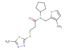 N-cyclopentyl-3-[(5-methyl-1,3,4-thiadiazol-2-yl)thio]-N-[(3-methyl-2-thienyl)methyl]propanamide