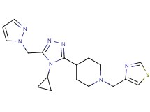 4-[4-cyclopropyl-5-(1H-pyrazol-1-ylmethyl)-4H-1,2,4-triazol-3-yl]-1-(1,3-thiazol-4-ylmethyl)piperidine