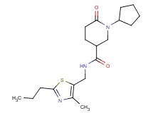 1-cyclopentyl-N-[(4-methyl-2-propyl-1,3-thiazol-5-yl)methyl]-6-oxo-3-piperidinecarboxamide