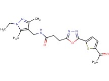 3-[5-(5-acetyl-2-thienyl)-1,3,4-oxadiazol-2-yl]-N-[(1-ethyl-3,5-dimethyl-1H-pyrazol-4-yl)methyl]propanamide