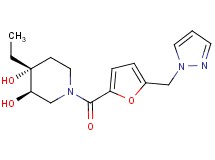 (3R*,4R*)-4-ethyl-1-[5-(1H-pyrazol-1-ylmethyl)-2-furoyl]piperidine-3,4-diol