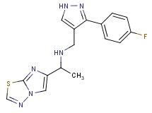 N-{[3-(4-fluorophenyl)-1H-pyrazol-4-yl]methyl}-1-imidazo[2,1-b][1,3,4]thiadiazol-6-ylethanamine