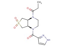 (4aR*,7aS*)-1-propionyl-4-(1H-pyrazol-3-ylcarbonyl)octahydrothieno[3,4-b]pyrazine 6,6-dioxide
