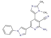 2-amino-4-(1,2-dimethyl-1H-imidazol-5-yl)-6-(1-phenyl-1H-pyrazol-4-yl)nicotinonitrile
