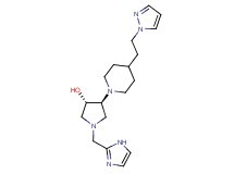 (3S*,4S*)-1-(1H-imidazol-2-ylmethyl)-4-{4-[2-(1H-pyrazol-1-yl)ethyl]-1-piperidinyl}-3-pyrrolidinol