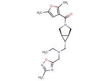 N-{[(1R*,5S*,6r)-3-(2,5-dimethyl-3-furoyl)-3-azabicyclo[3.1.0]hex-6-yl]methyl}-N-[(3-methyl-1,2,4-oxadiazol-5-yl)methyl]ethanamine