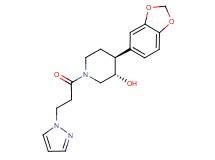 (3S*,4S*)-4-(1,3-benzodioxol-5-yl)-1-[3-(1H-pyrazol-1-yl)propanoyl]piperidin-3-ol
