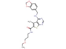 4-[(1,3-benzodioxol-5-ylmethyl)amino]-N-(3-ethoxypropyl)-5-methylthieno[2,3-d]pyrimidine-6-carboxamide