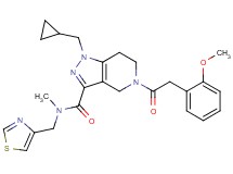 1-(cyclopropylmethyl)-5-[(2-methoxyphenyl)acetyl]-N-methyl-N-(1,3-thiazol-4-ylmethyl)-4,5,6,7-tetrahydro-1H-pyrazolo[4,3-c]pyridine-3-carboxamide